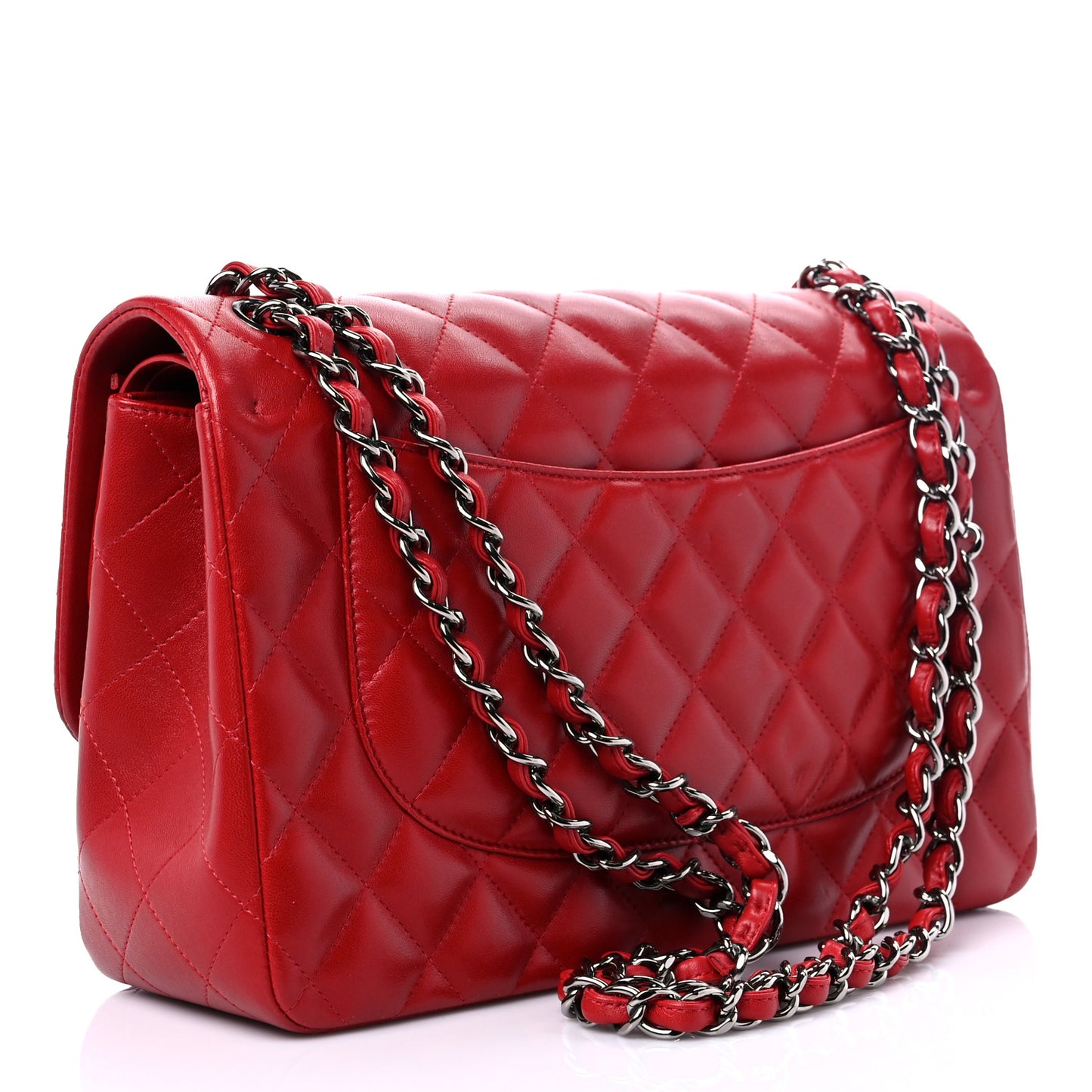 Lambskin Quilted Jumbo Double Flap Red