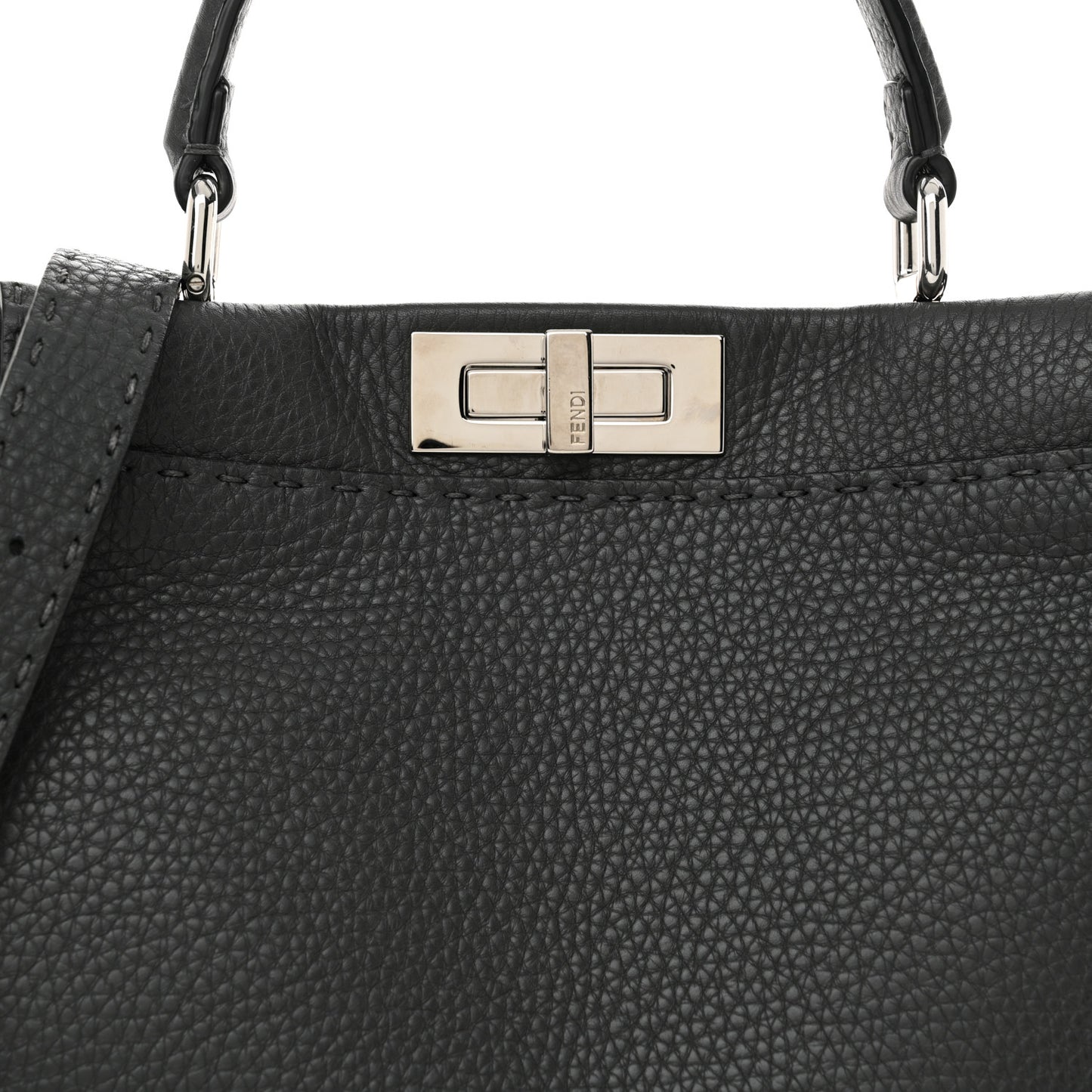 Cuoio Romano Selleria Bi-Color Medium Peekaboo Iconic Satchel Asfalto Latte