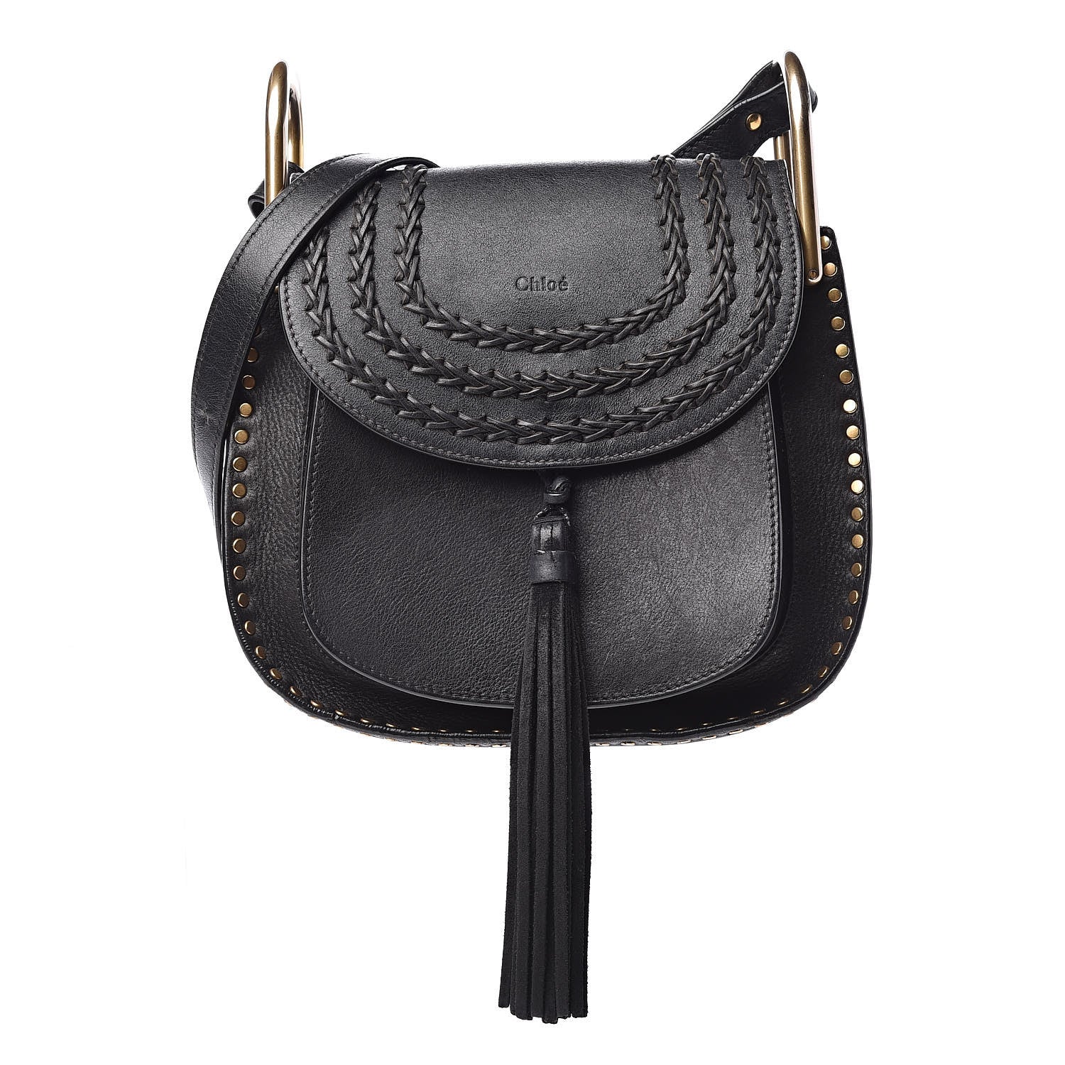 Chloe Calfskin Braided Small Hudson Shoulder Bag Black 1 of 19