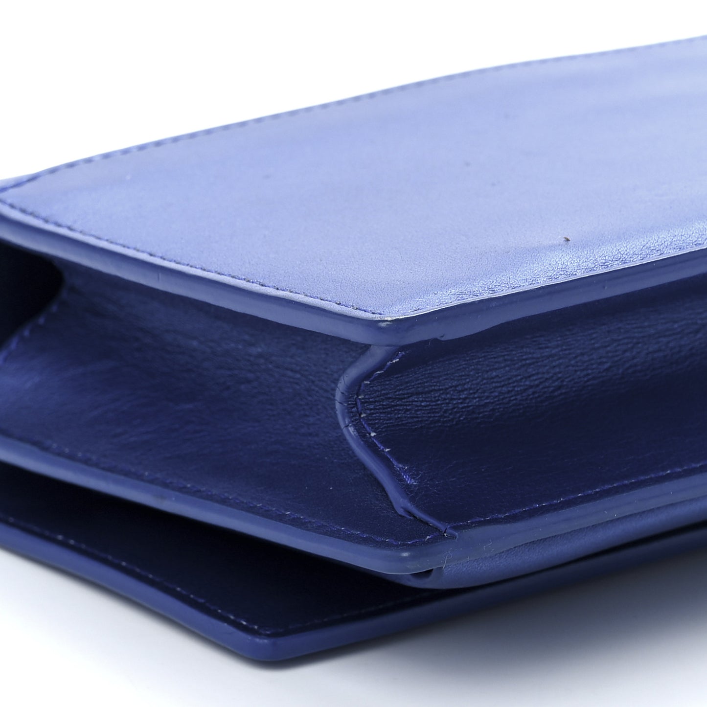 Metallic Calfskin Monogram Sunset Chain Wallet Blue Royal