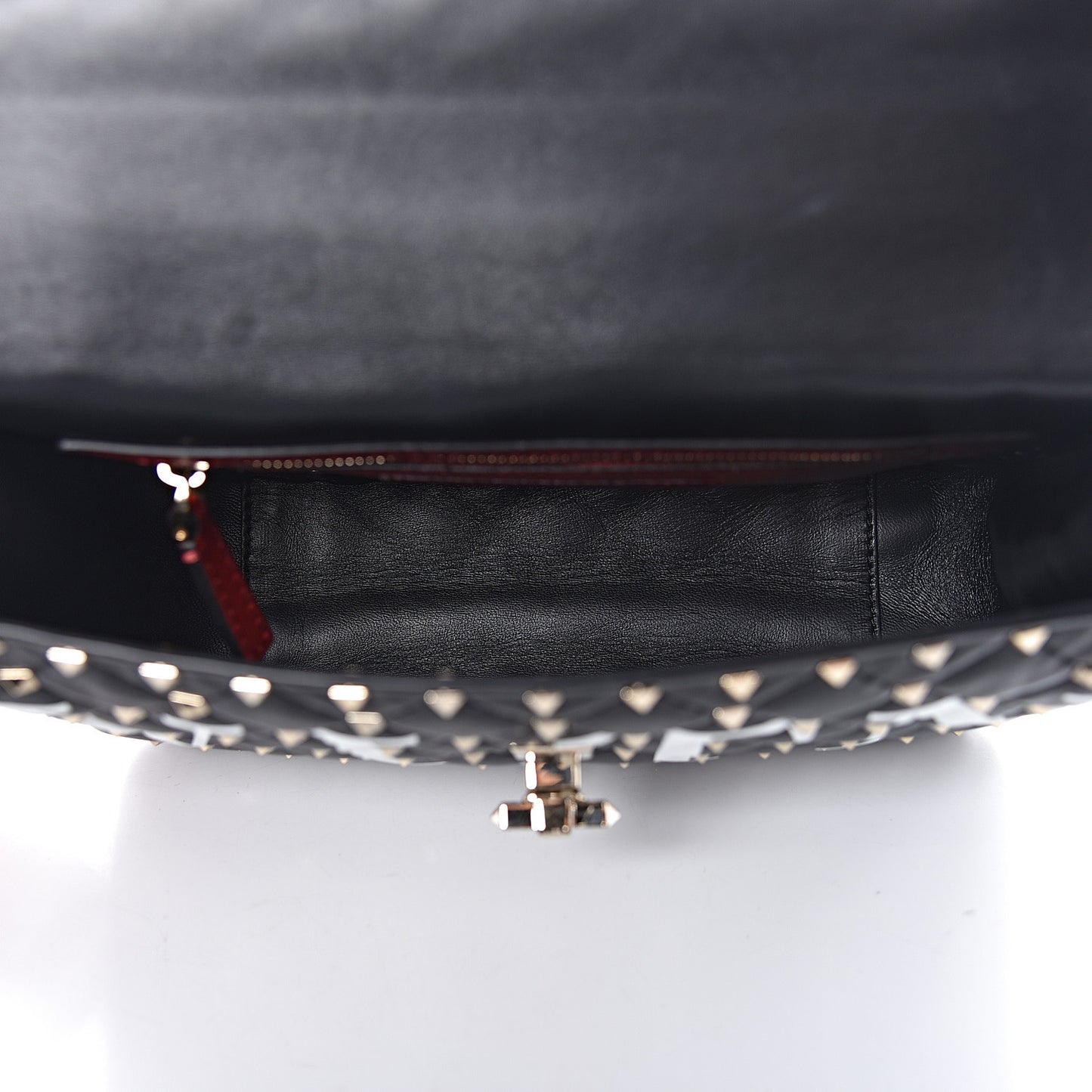 Lambskin VLTN Print Medium Rockstud Spike Shoulder Bag Black
