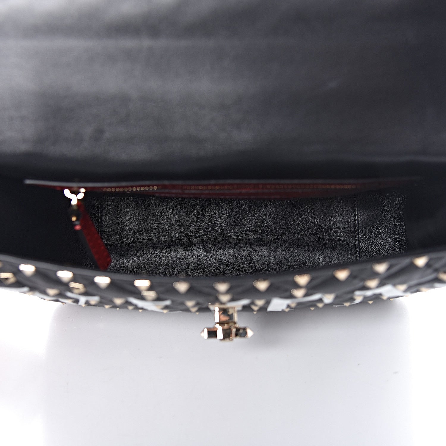 Valentino Garavani Lambskin VLTN Print Medium Rockstud Spike Shoulder Bag Black 5 of 16