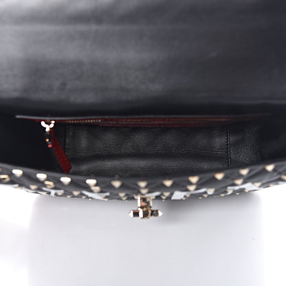 Valentino Garavani Lambskin VLTN Print Medium Rockstud Spike Shoulder Bag Black 5 of 16