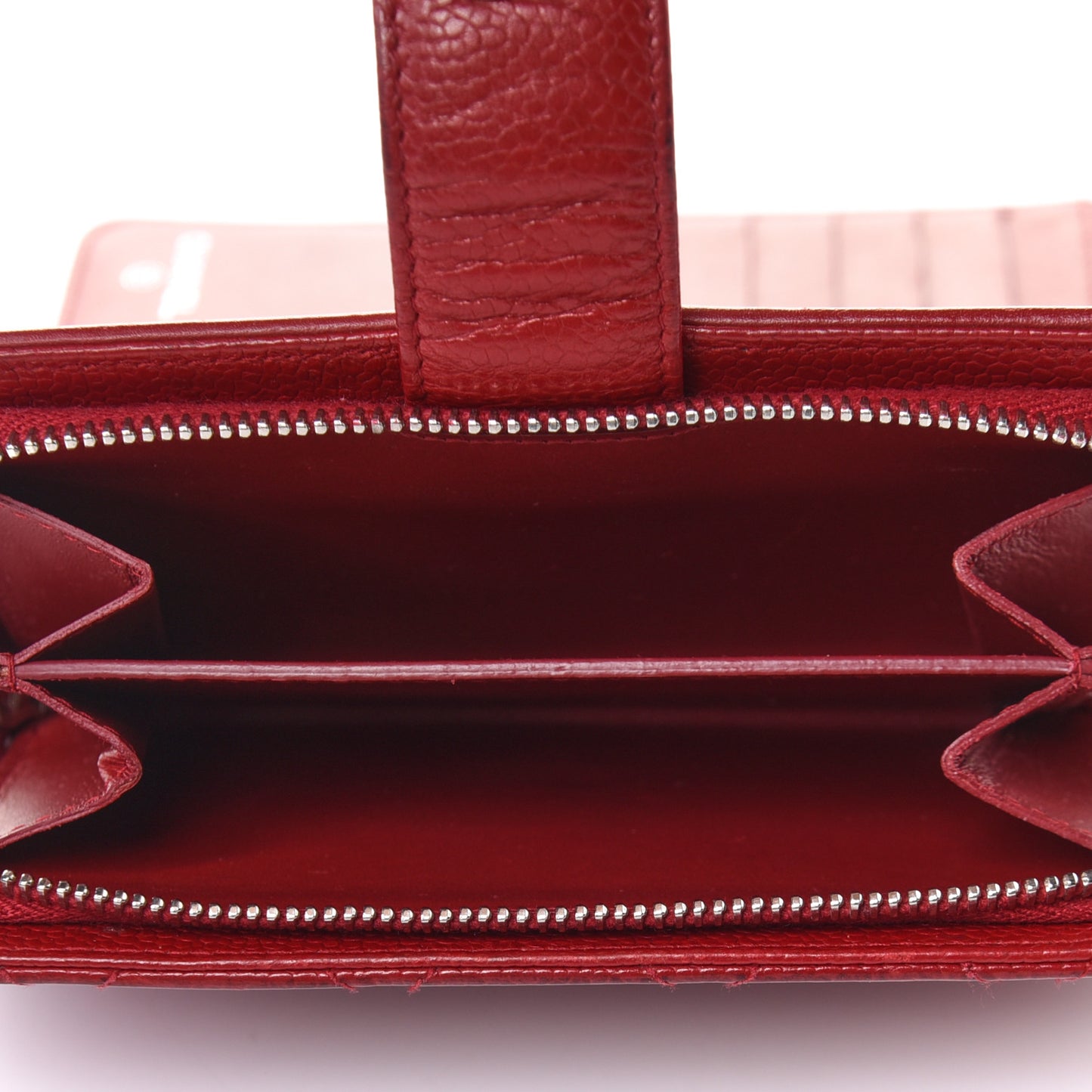 Caviar Quilted CC French Wallet Red