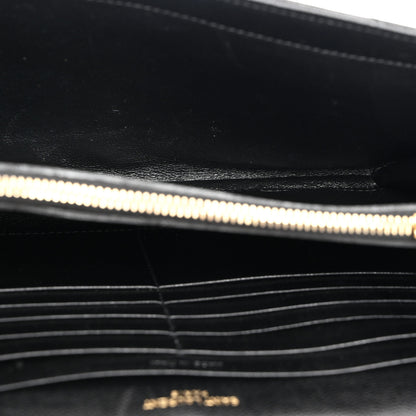 Saint Laurent Grain De Poudre Matelasse Chevron Monogram Chain Wallet Black 5 of 9