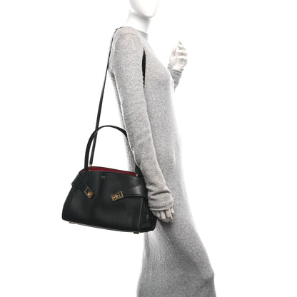 Salvatore Ferragamo Calfskin Medium Hug Soft Bicolor Shoulder Bag Black Borgogna 2 of 9
