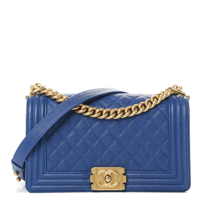 Chanel Caviar Quilted Medium Boy Flap Blue 1 of 14