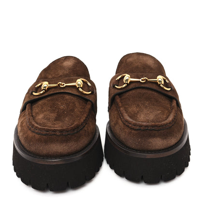 Gucci Suede Horsebit Platform Mules 39 Washed Brown 3 of 10