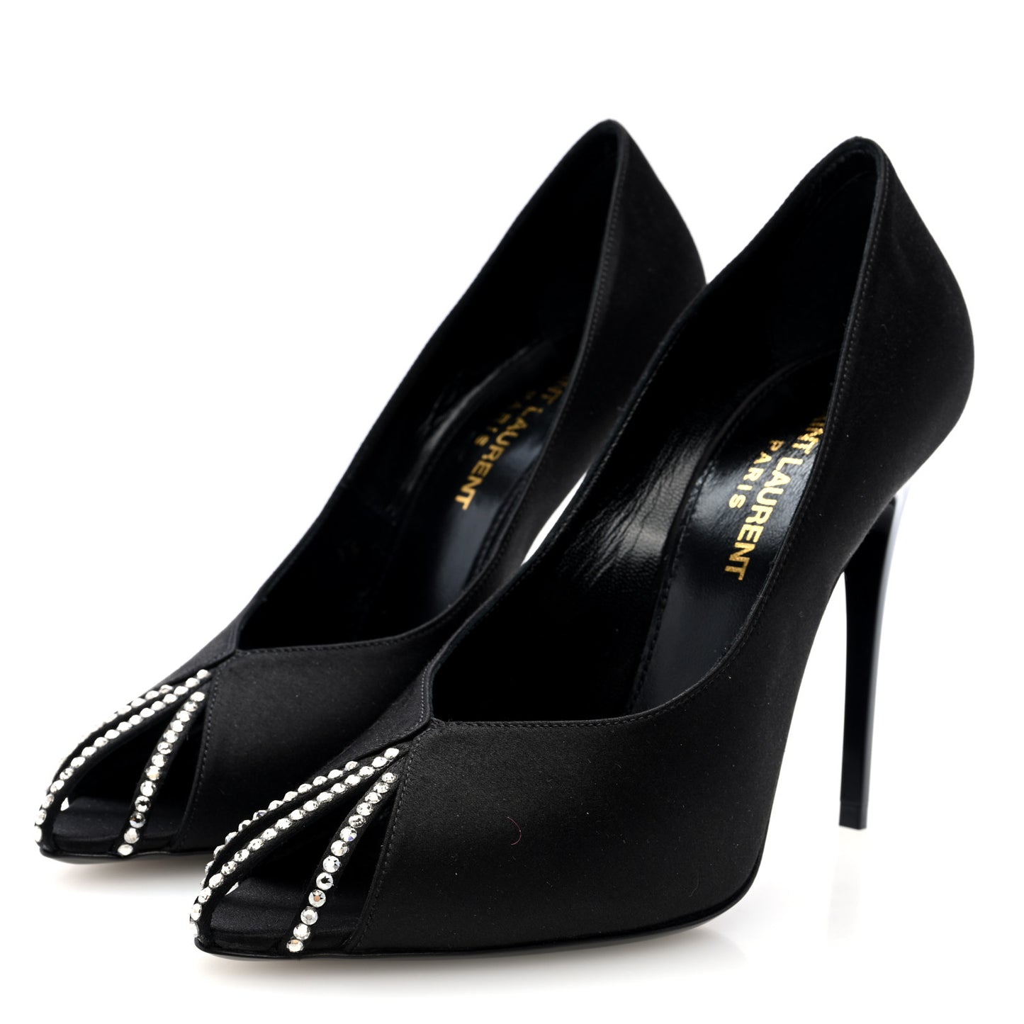 Satin Crystal Martinique 110 Pump 36 Black