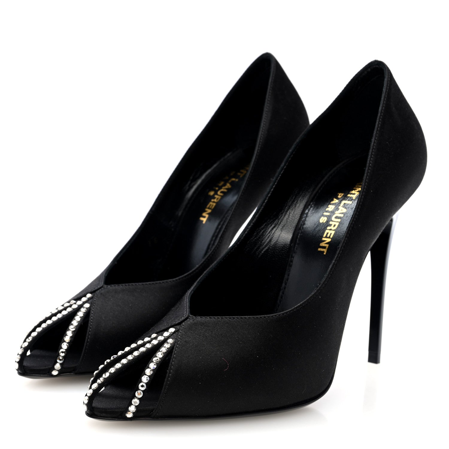 Saint Laurent Satin Crystal Martinique 110 Pump 36 Black 3 of 9