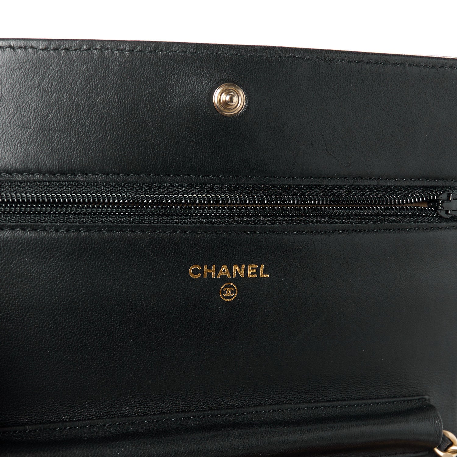 Chanel Lambskin Camellia Embossed Wallet on Chain WOC Black 6 of 11