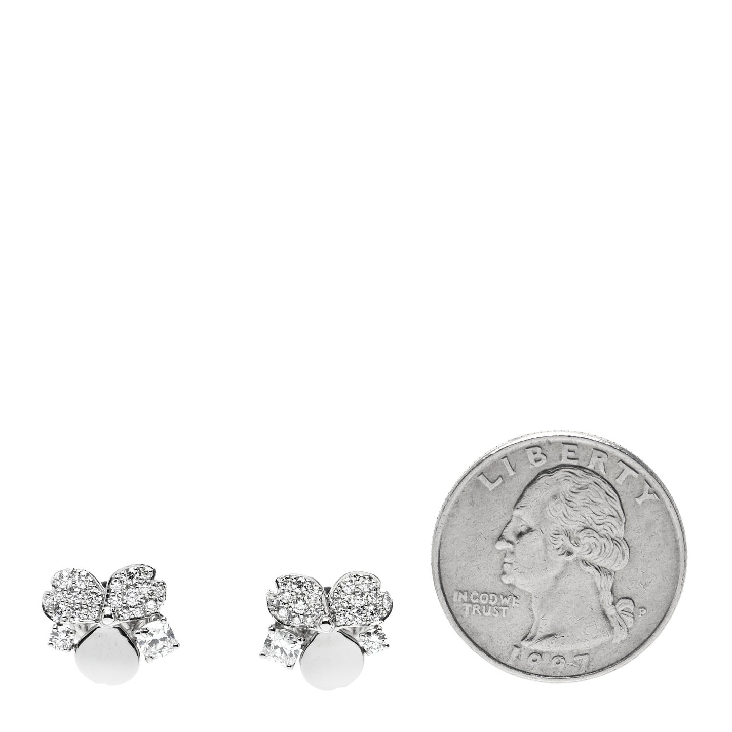 Platinum Diamond Paper Flowers Cluster Earrings