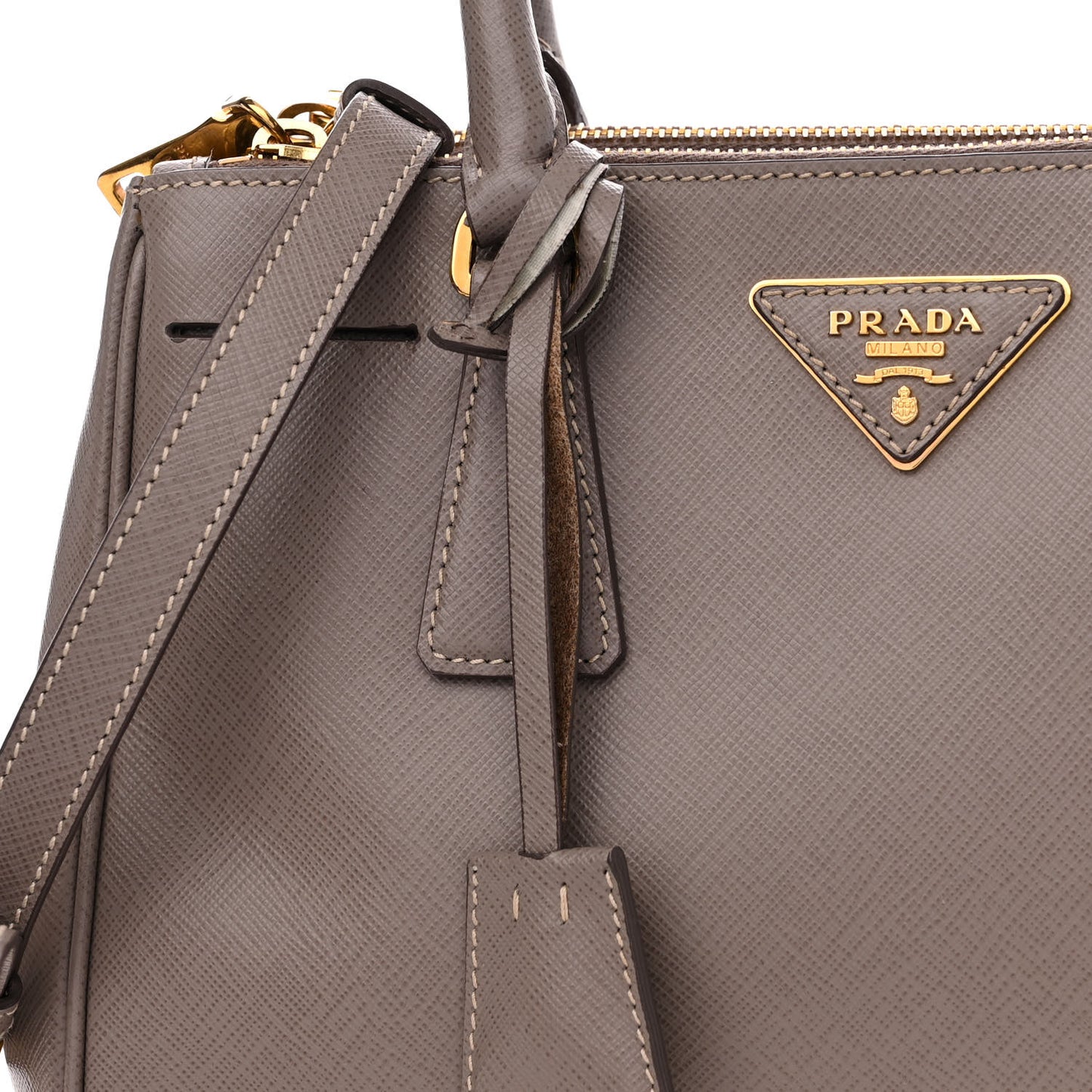 Saffiano Small Galleria Double Zip Tote Argilla