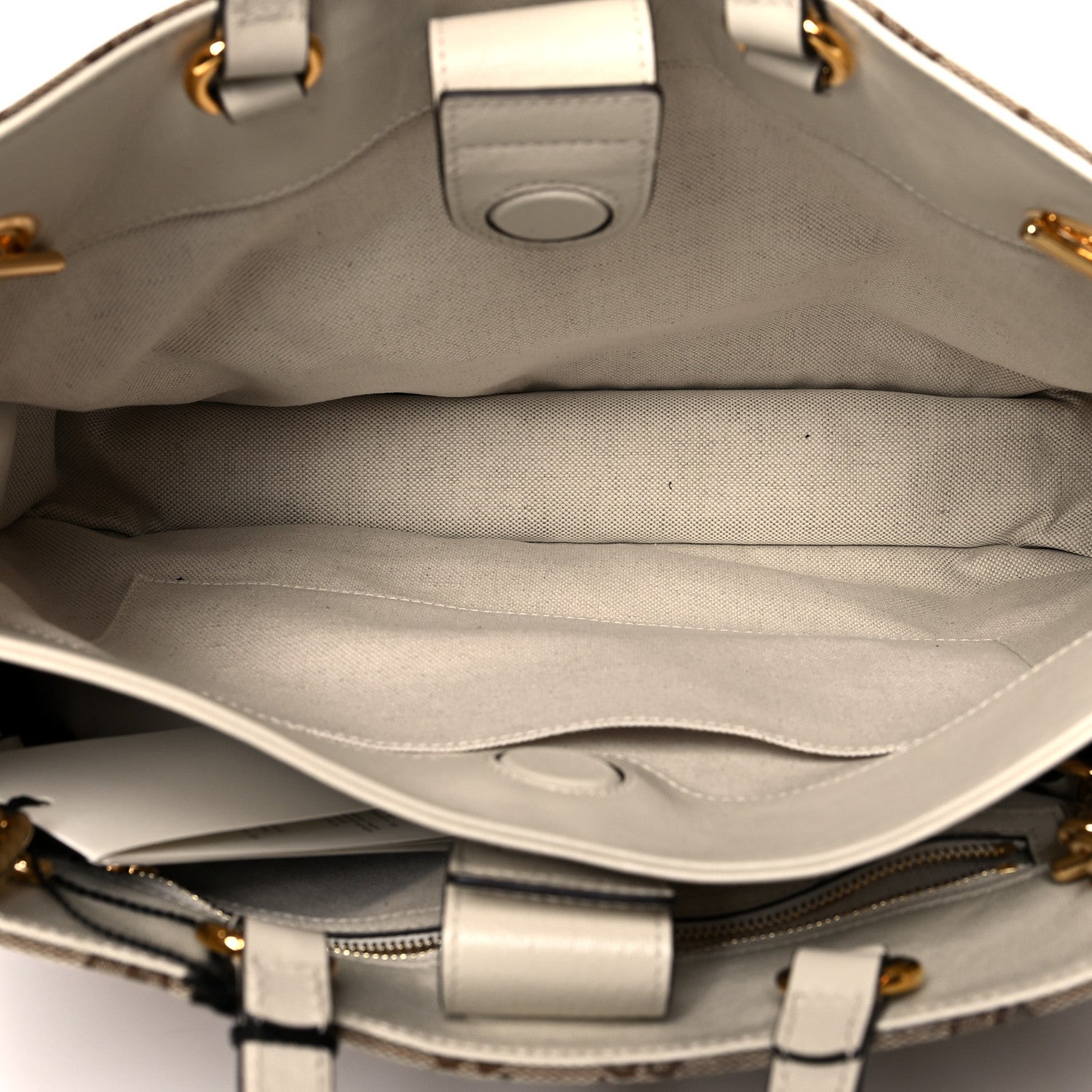 Gucci Monogram Calfskin Medium Horsebit 1955 Tote Bag Beige Mystic White 4 of 12
