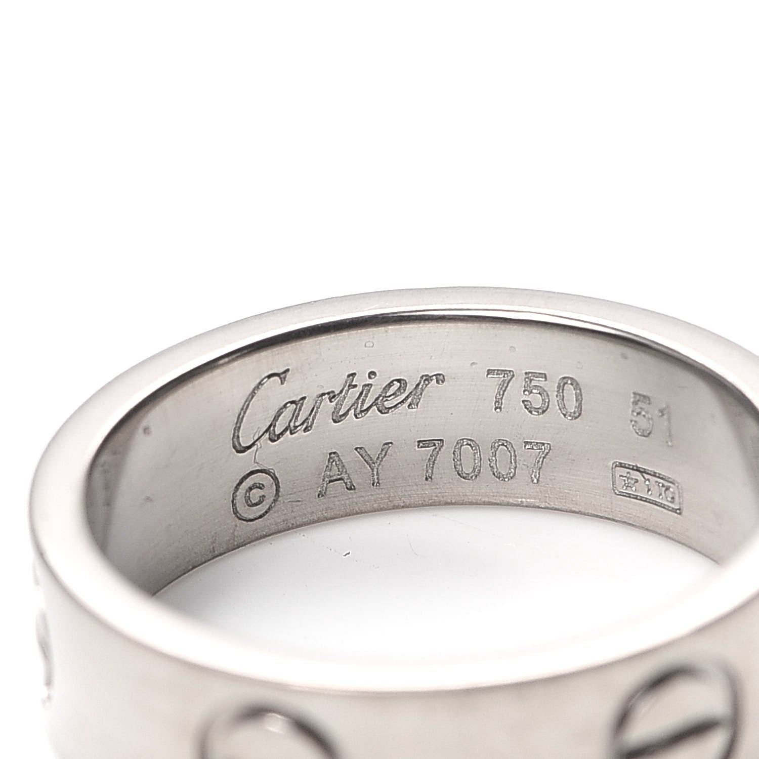 Cartier 18K White Gold 5.5mm LOVE Ring 51 5.75 4 of 4
