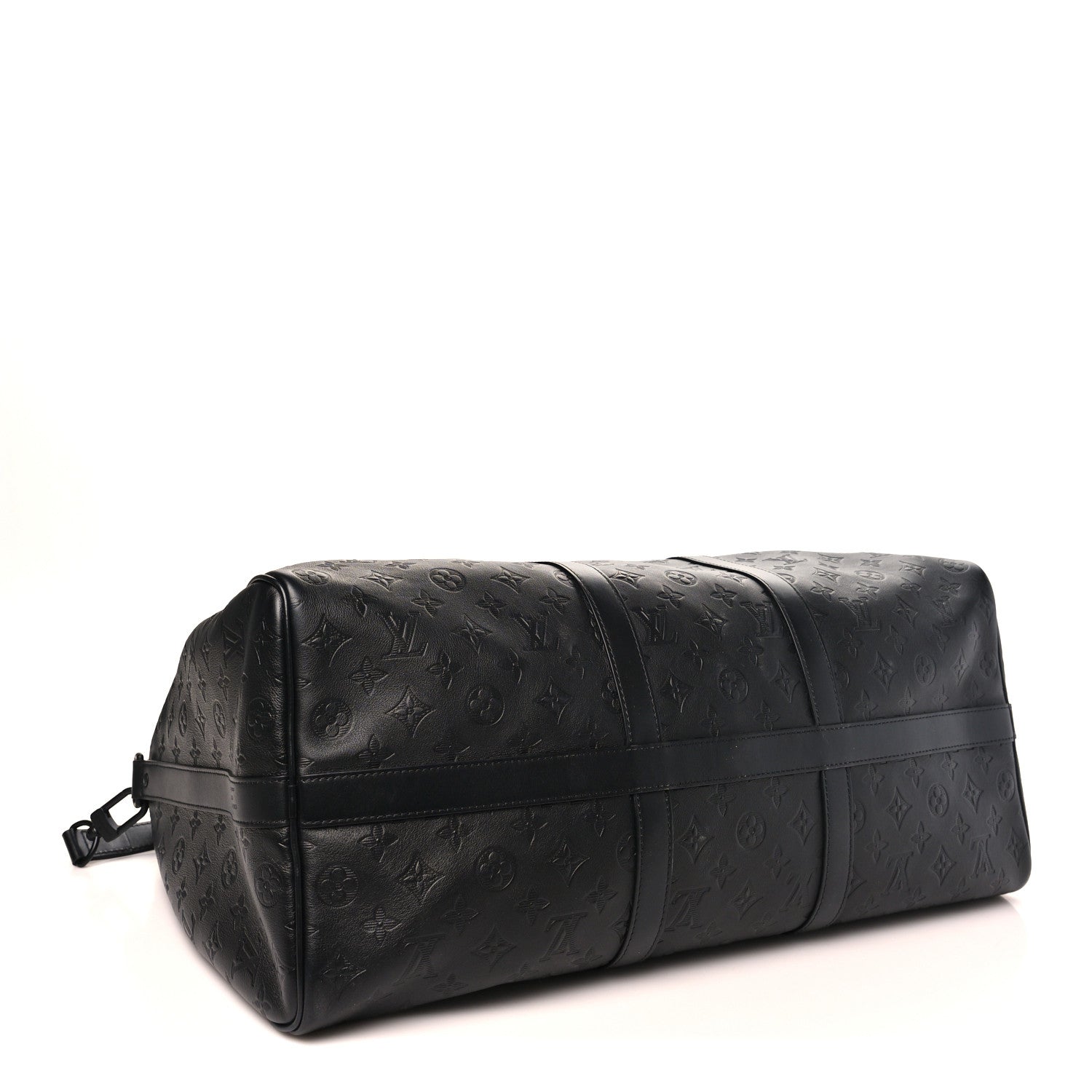 Louis Vuitton Calfskin Shadow Monogram Keepall Bandouliere 50 Black 3 of 8