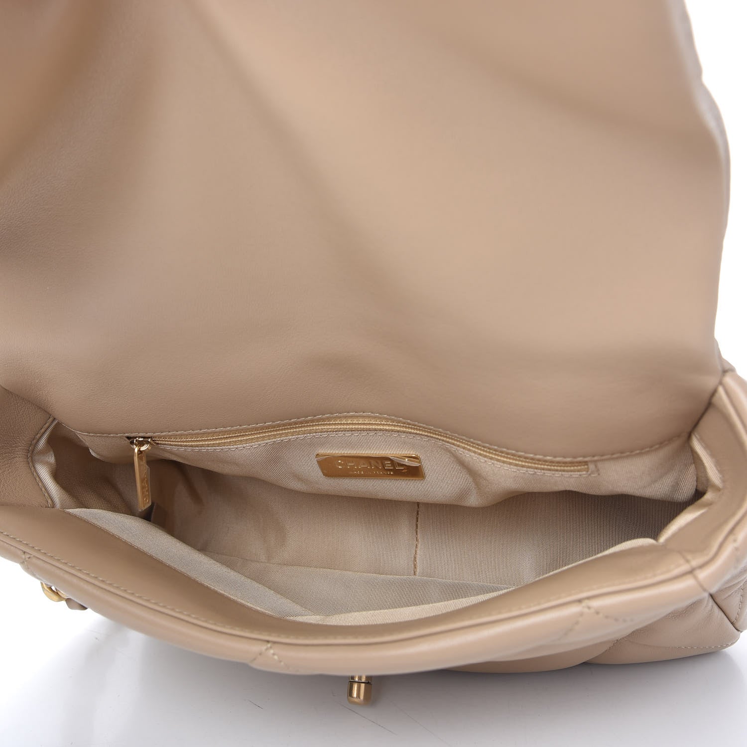 Chanel Lambskin Quilted Large Chanel 19 Flap Dark Beige 5 of 11