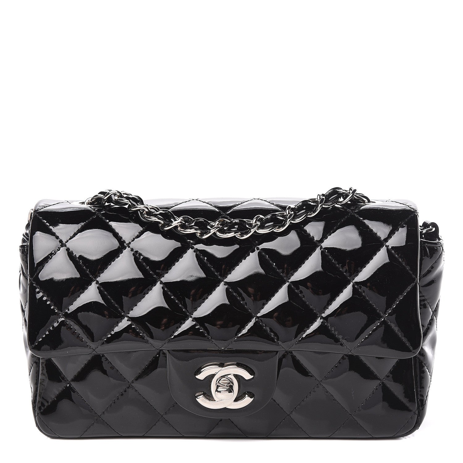Chanel Patent Calfskin Quilted Mini Rectangular Flap Black 1 of 11