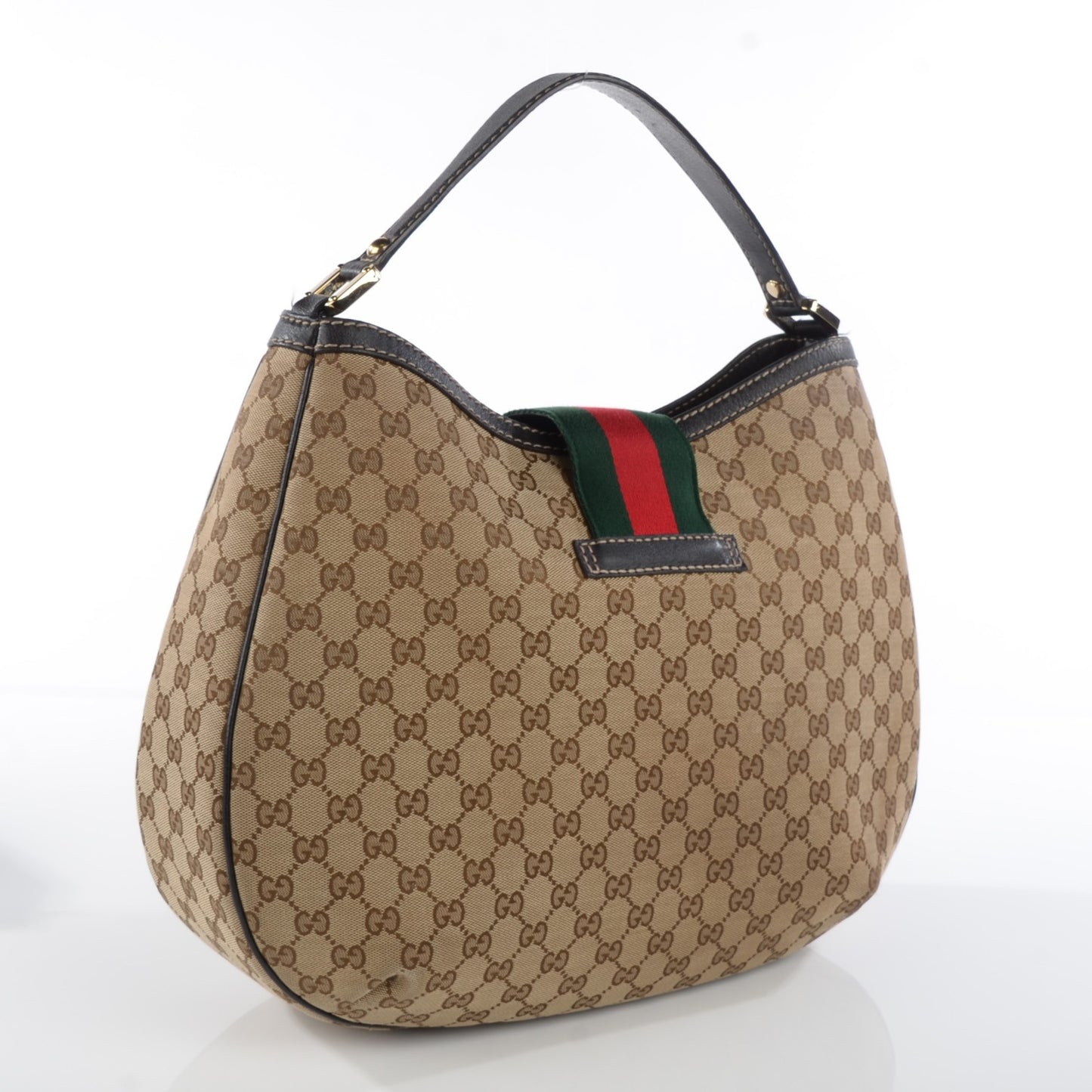 Monogram Large New Ladies Web Hobo Dark Brown