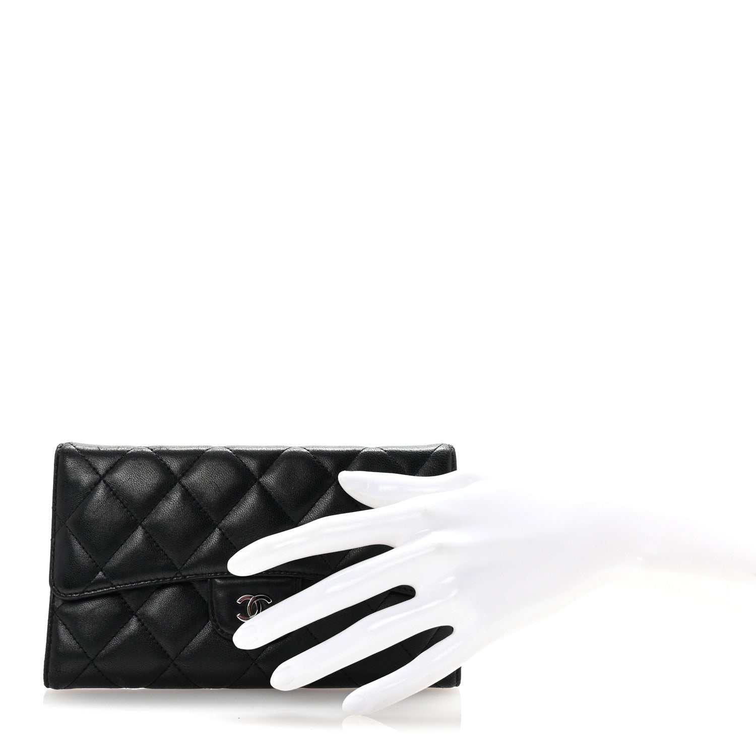Chanel Lambskin Quilted Large Flap Wallet Black 2 of 8