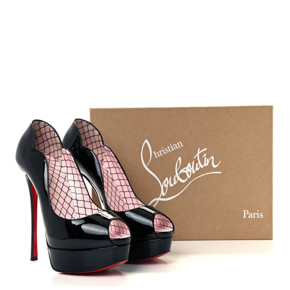 Christian Louboutin Patent Chick Up Alta 150 Peep Toe Pumps 37 Black 10 of 10