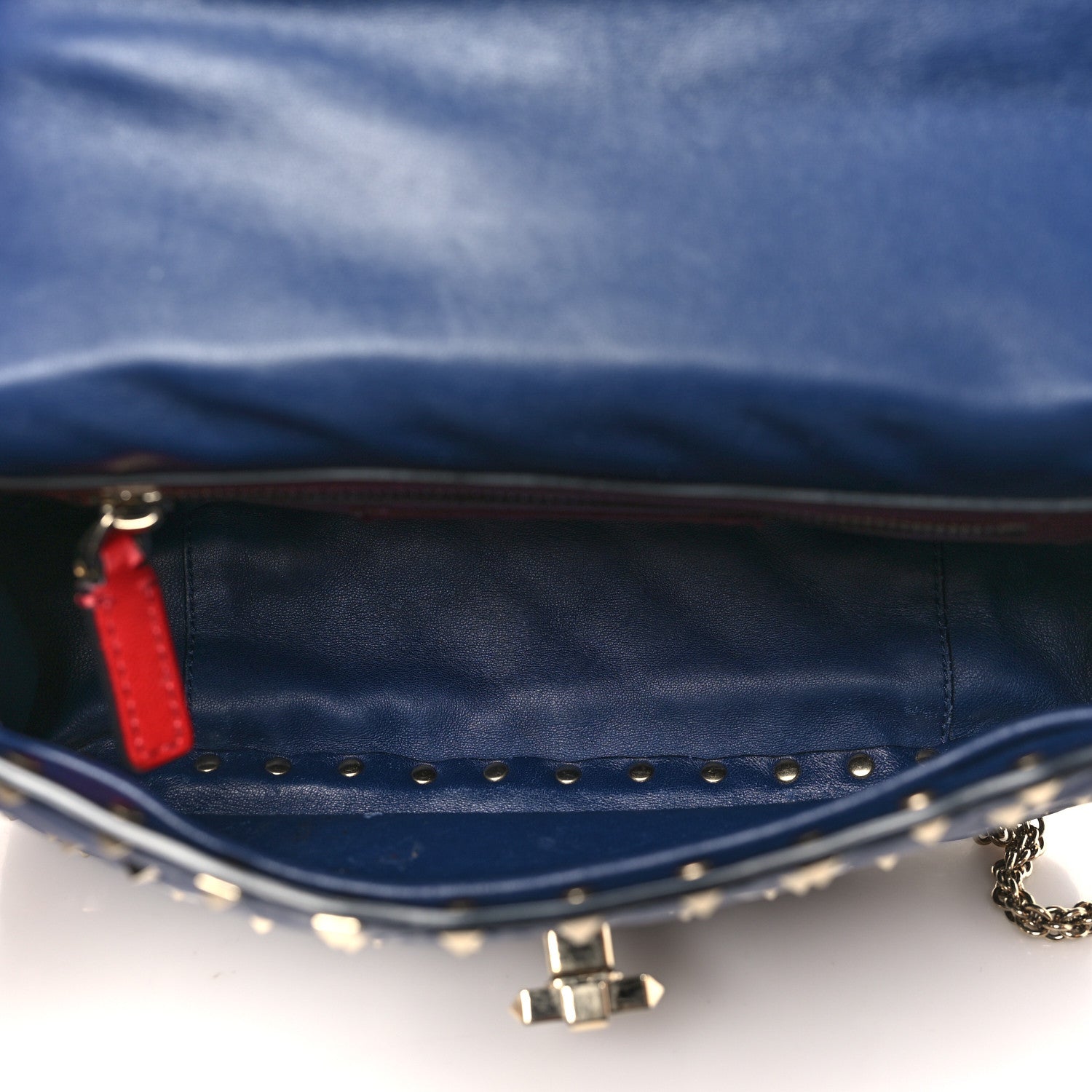 Valentino Garavani Nappa VLTN Print Medium Rockstud Spike Shoulder Bag Pure Blue White 5 of 11