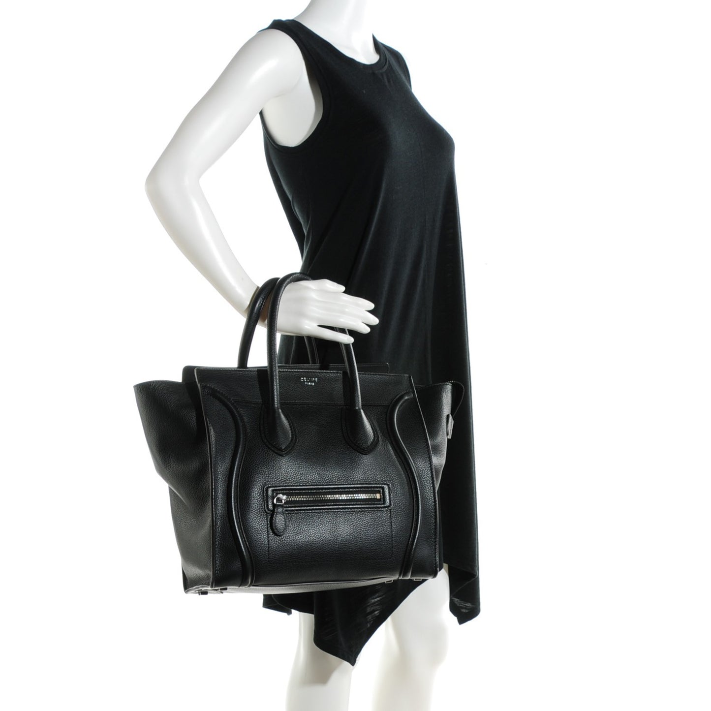 Drummed Calfskin Mini Luggage Black