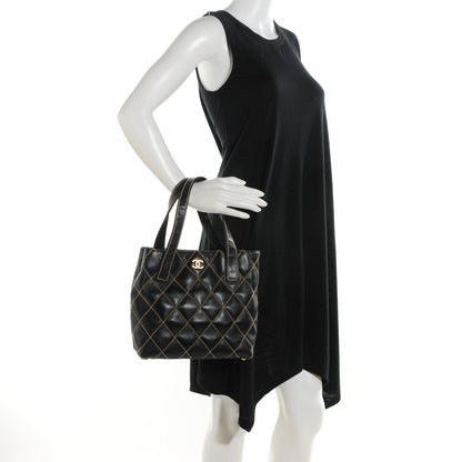 Chanel Calfskin Contrast Stitch Surpique Tote Black 2 of 7