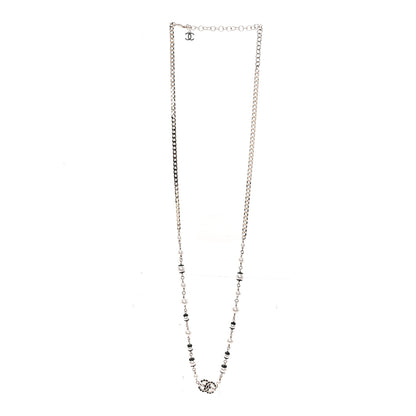 Chanel Metal Enamel Pearl CC Necklace Gold Black White 3 of 5