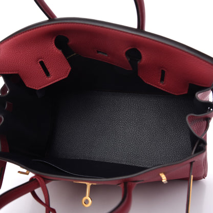 Hermes Togo Horseshoe Birkin 30 Rouge Grenat Bleu Nuit 5 of 11