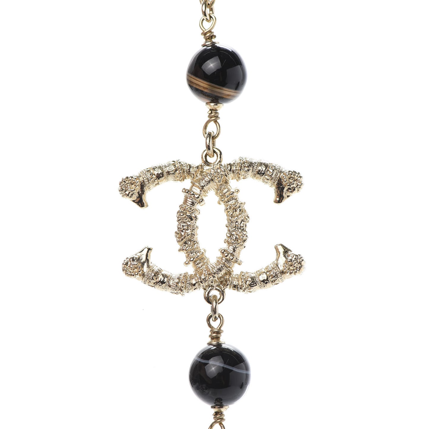 Beaded Sheep CC Long Necklace Gold Black
