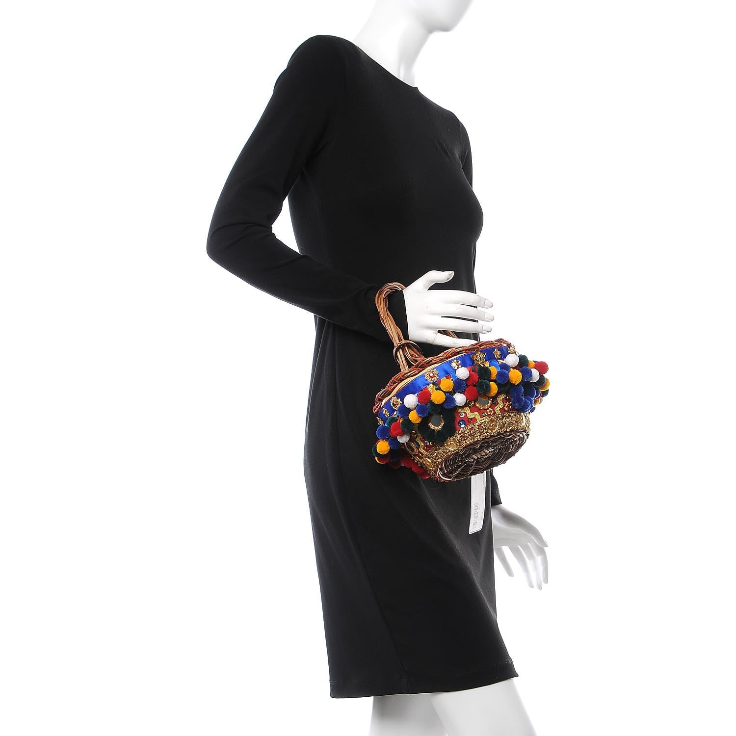Dolce & Gabbana Straw Cotton Embellished Agnese Basket Tote Clutch Multicolor 2 of 6