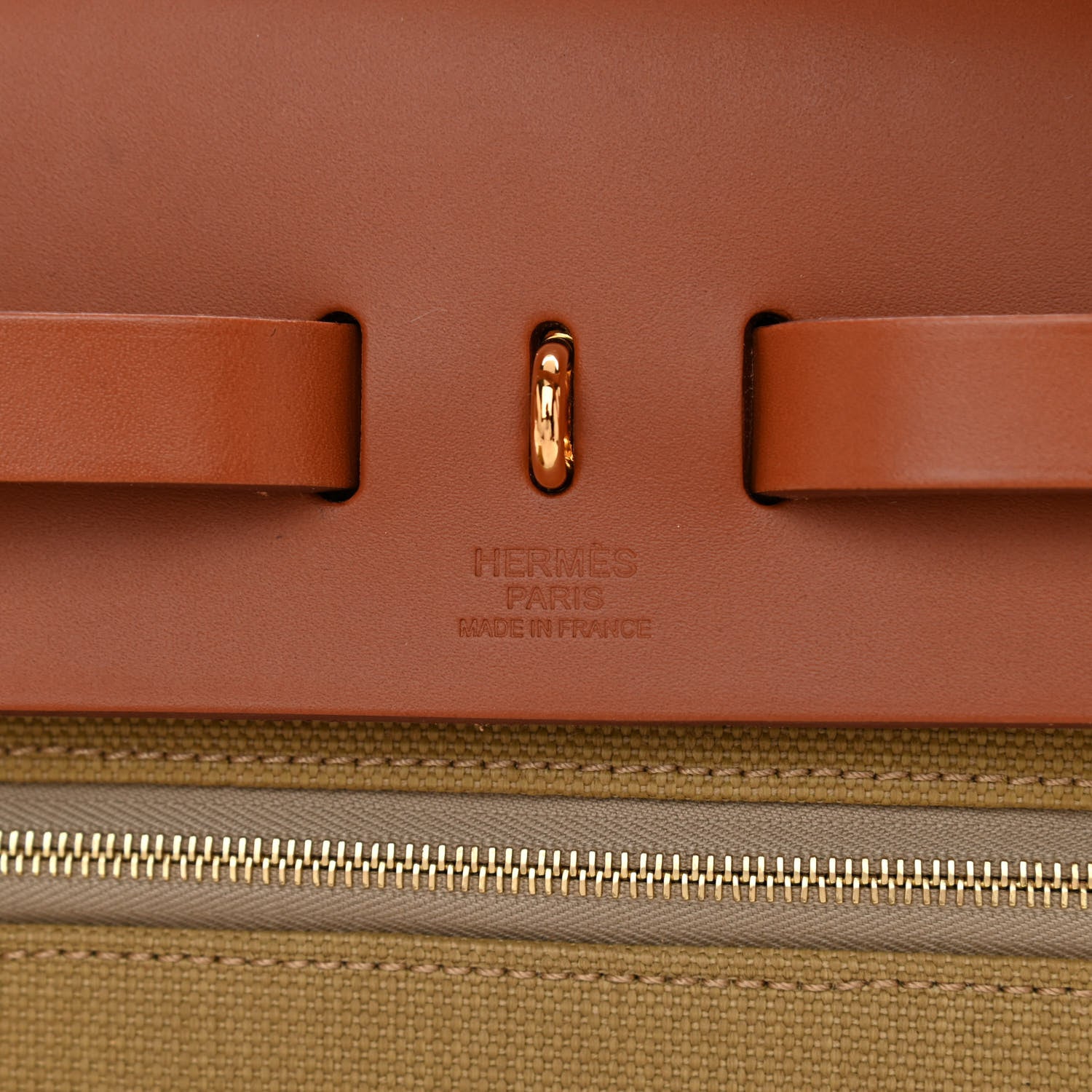 Hermes Military Toile Vache Hunter Herbag Zip Retourne 31 PM Poussiere Fauve 8 of 13