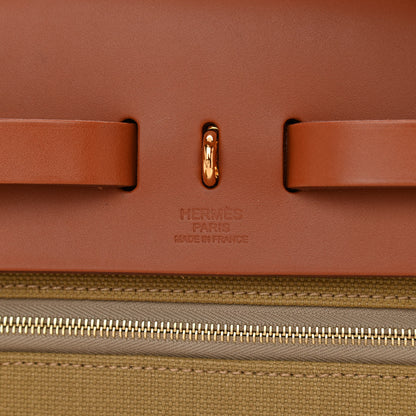 Hermes Military Toile Vache Hunter Herbag Zip Retourne 31 PM Poussiere Fauve 8 of 13