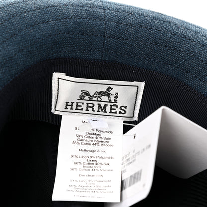 Hermes Stonewashed Linen Colette Hat Dark Petrol 4 of 5