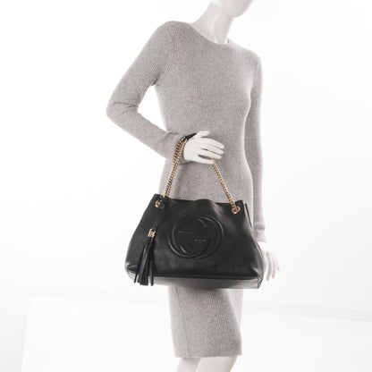 Gucci Pebbled Calfskin Medium Soho Chain Shoulder Bag Black 2 of 7