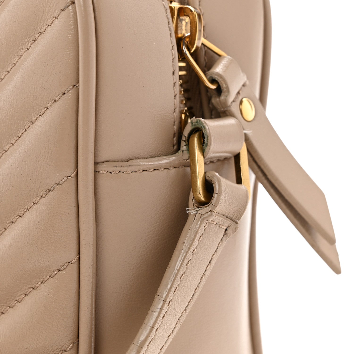 Saint Laurent Calfskin Matelasse Monogram Lou Camera Bag Dark Beige 13 of 15