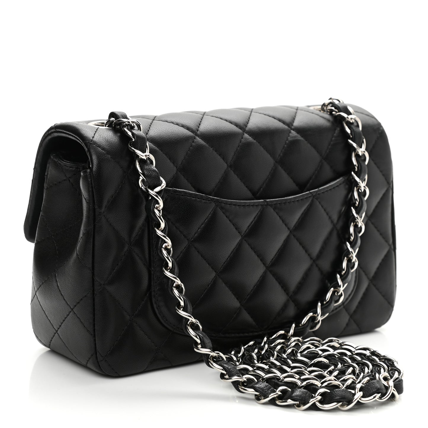 Lambskin Quilted Mini Rectangular Flap Black