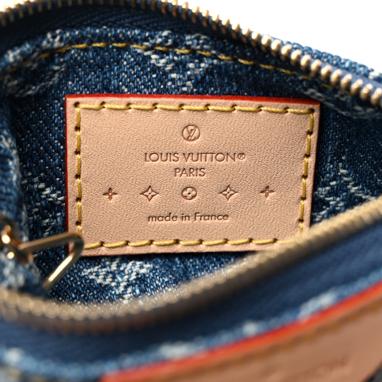 Monogram Denim Key Pouch Denim Blue