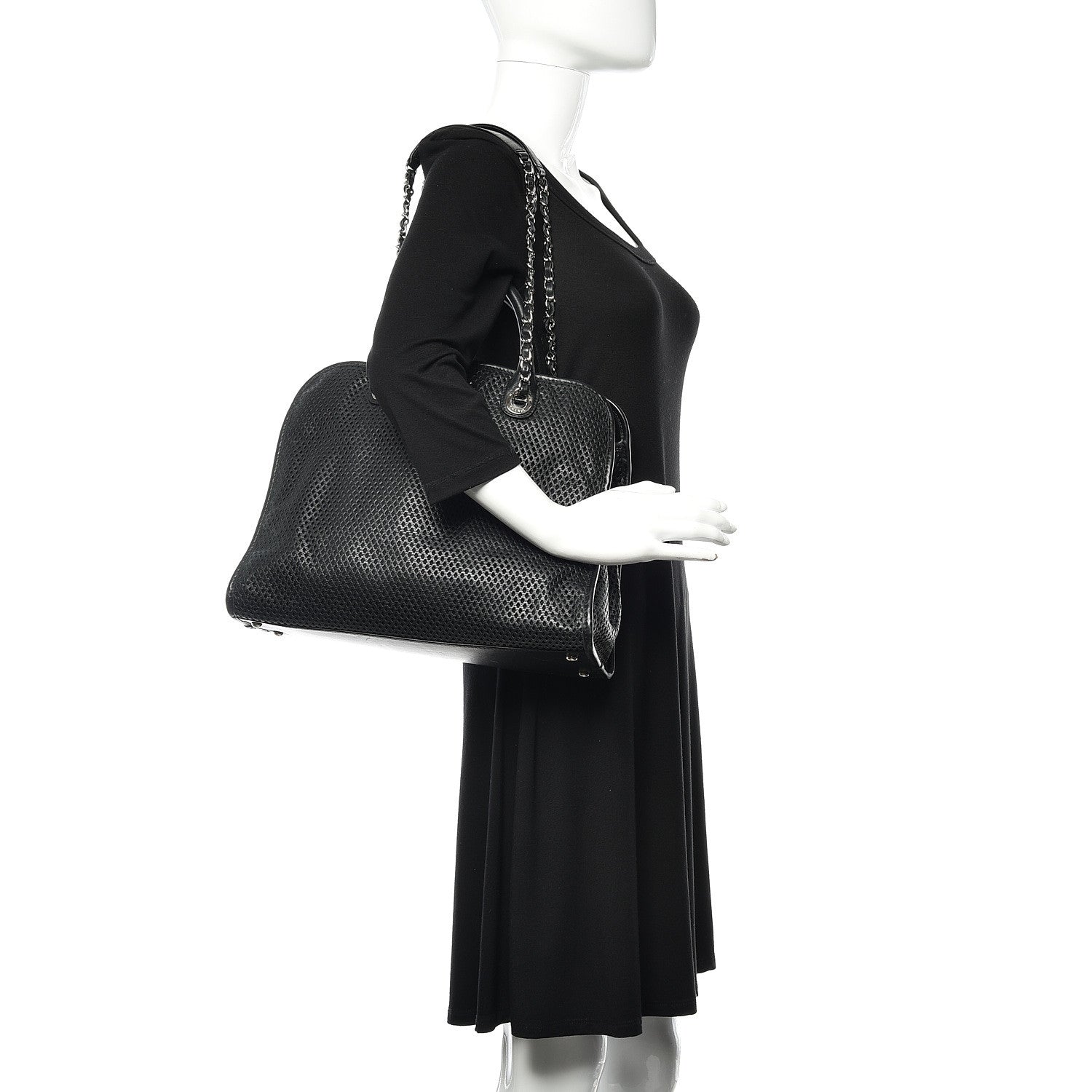 Chanel Calfskin Perforated Up In The Air Tote Black 2 of 13