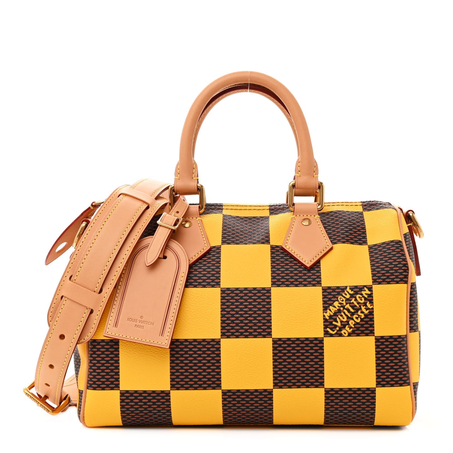 Damier Pop Speedy Bandouliere 25 Jaune Mat