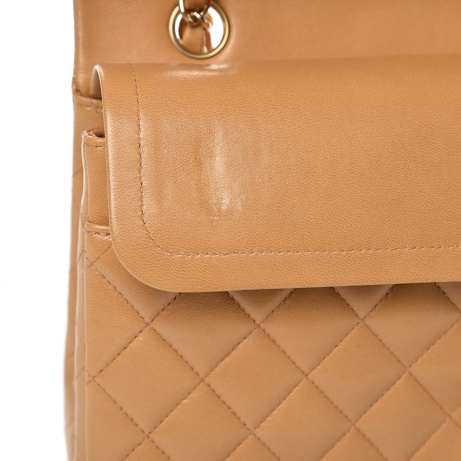 Chanel Lambskin Quilted Medium Double Flap Beige 12 of 14