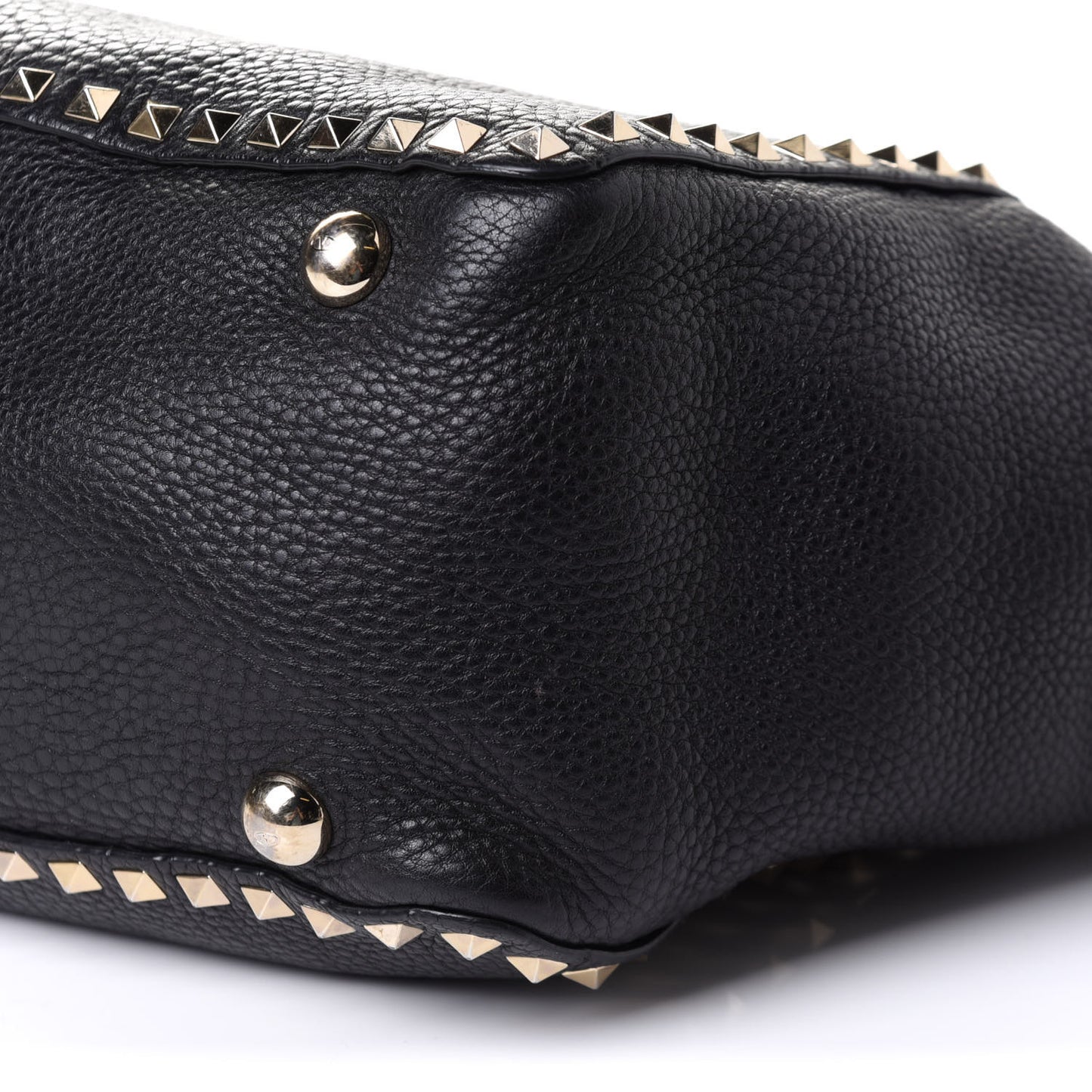 Pebbled Calfskin Medium Rockstud Tote Black