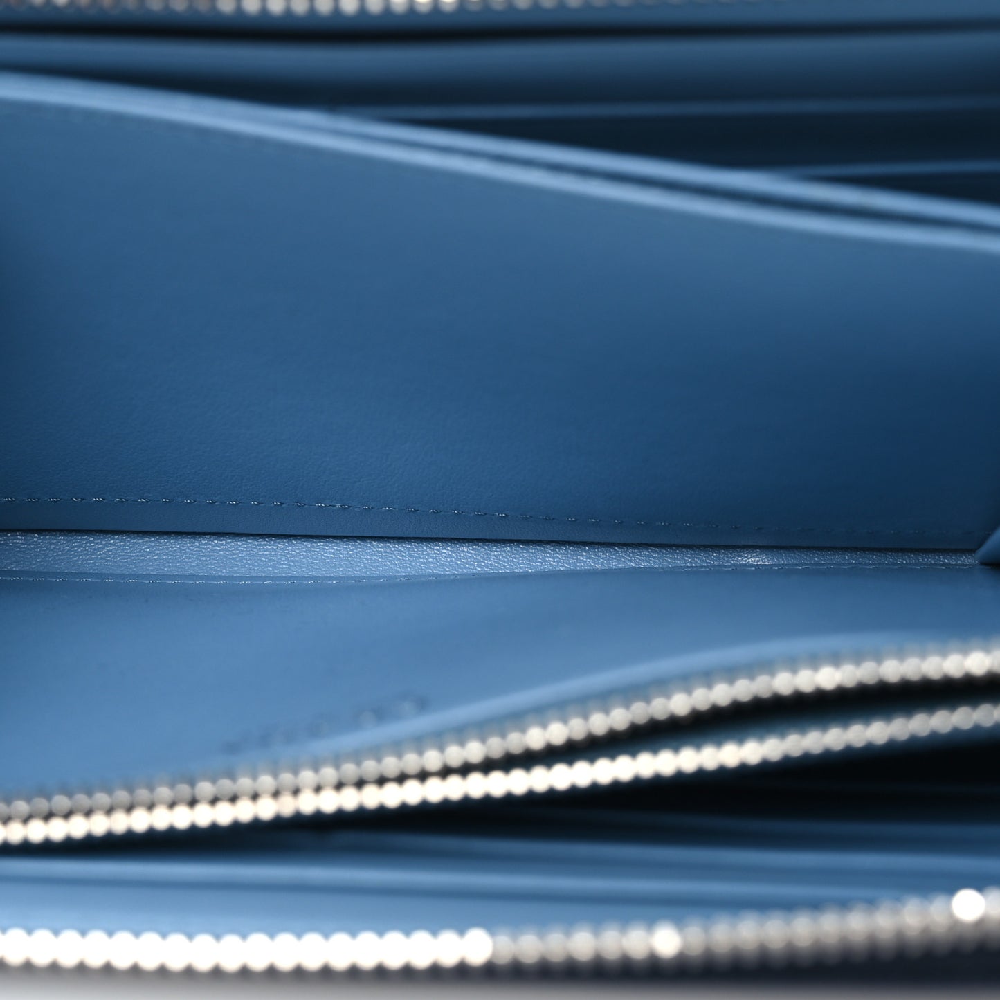 Saffiano Metal Zip Around Wallet Navy Blue