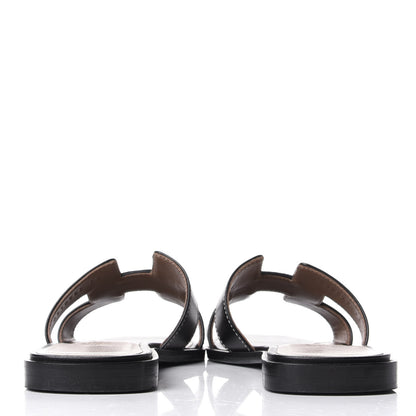 Hermes Box Calfskin Oran Sandals 36 Black 6 of 10