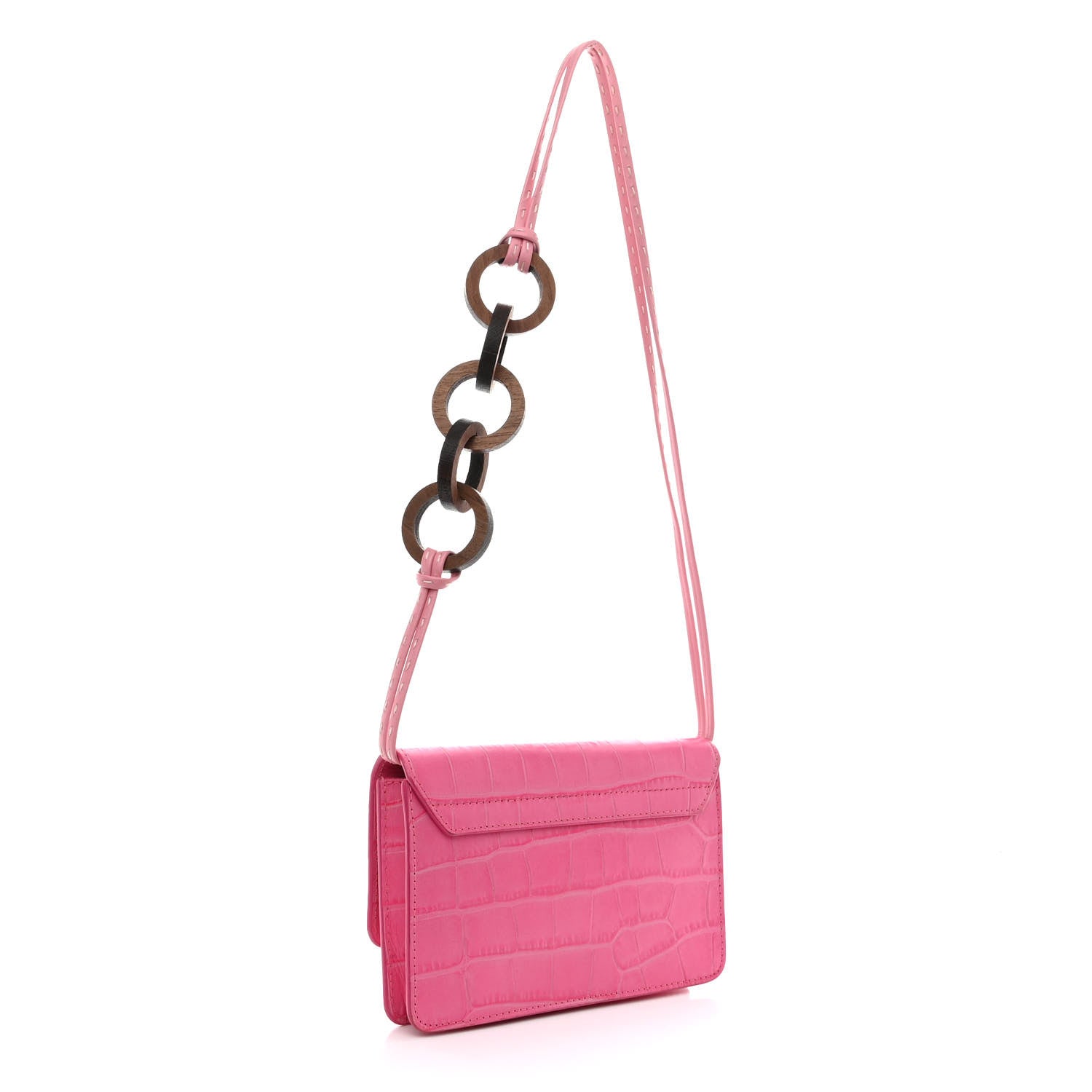Jacquemus Calfskin Crocodile Embossed Le Riviera Pink 3 of 10