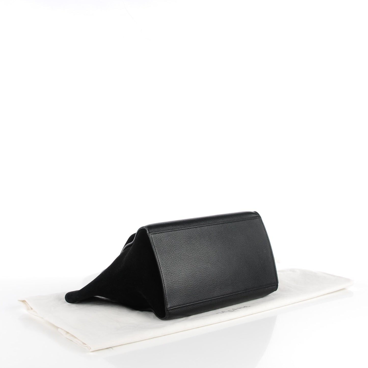 Drummed Calfskin Suede Medium Trapeze Black