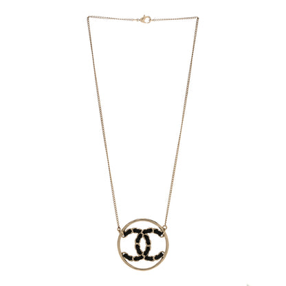 Chanel Metal Lambskin CC Round Pendant Necklace Gold 3 of 5