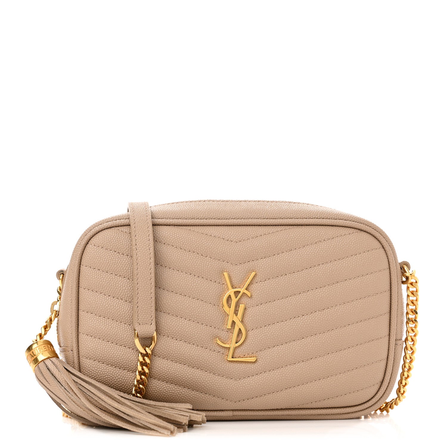 Saint Laurent Grain De Poudre Matelasse Monogram Mini Lou Camera Bag Dark Beige 1 of 10