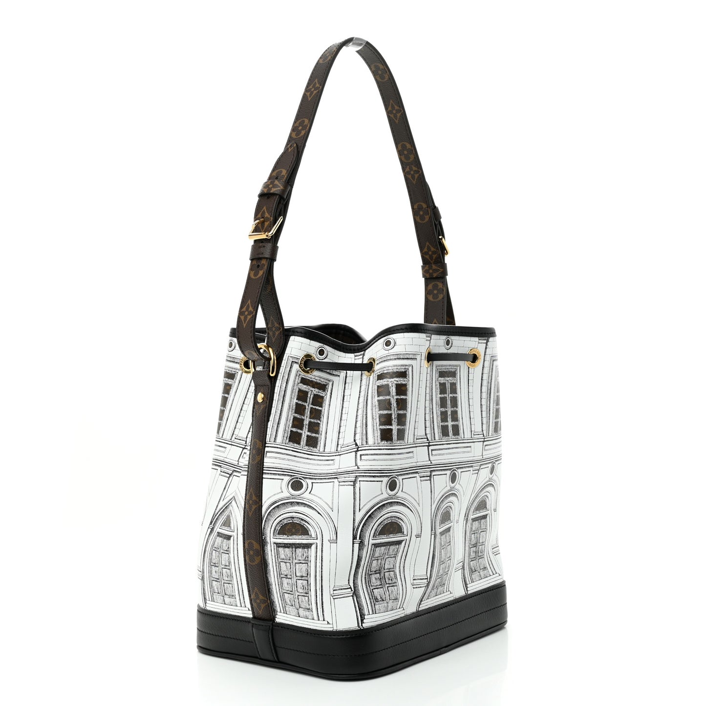 X FORNASETTI Calfskin Architettura Noe MM Black White